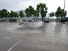 Esplanade Gmunden nach Regenschauer unter Wasser