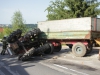 Spektakulärer Einsatz - Traktor beim Bergabfahren umgestürzt