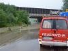 Autobahnabfahrt überflutet