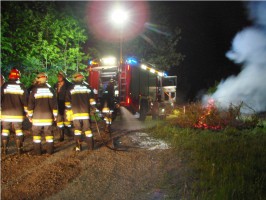 Nächtlicher Waldbrand am Fuße der Burgruine Scharnstein