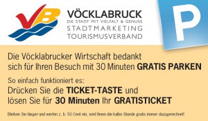 30 Minuten Gratis Parken im Innenstadtbereich von Vöcklabruck