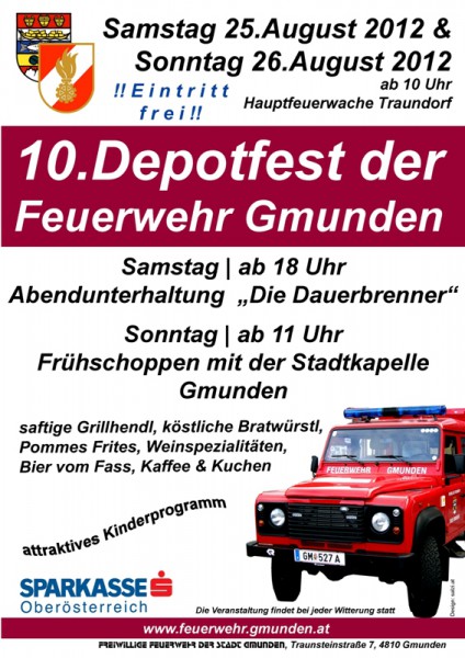Feuerwehr Gmunden lädt zum 10. Depotfest