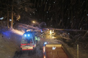 Vöcklabruck: Bäume stürzten auf B143 auf vorbeifahrendes Auto