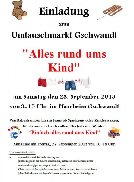 Umtauschmarkt "Alles rund ums Kind" in Gschwandt