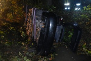 Mit Auto in Bach gestürzt - von Feuerwehr aus Unfallwrack geborgen