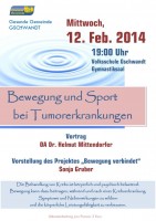 Vortrag - "Bewegung und Sport bei Tumorerkrankungen"