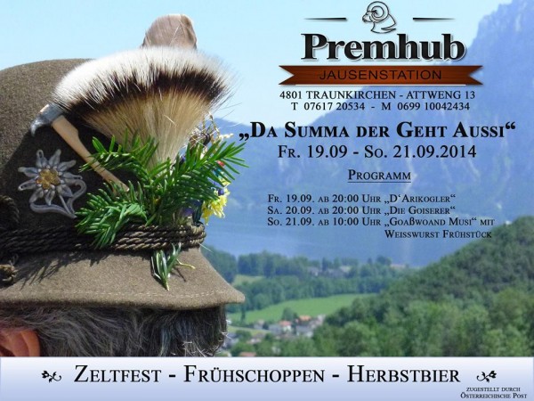 Zeltfest, Frühschoppen und Herbstbier in der Jausenstation Bremhub