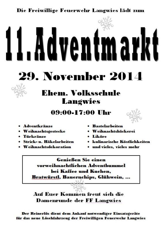11. Adventmarkt der FF Langwies