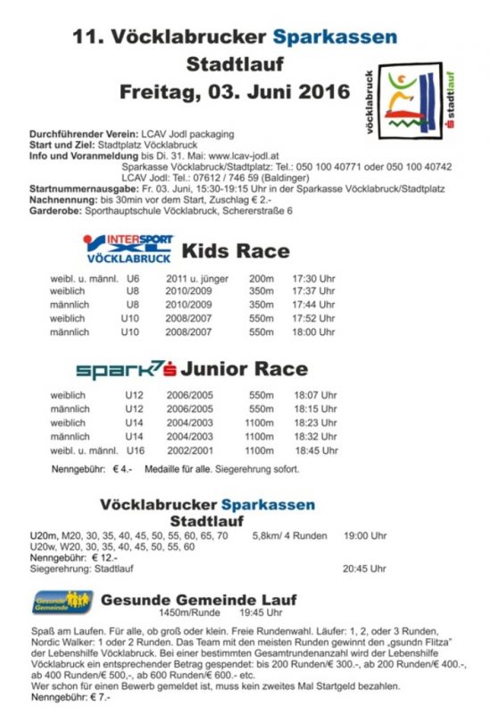 stadtlauf 2016 Infos