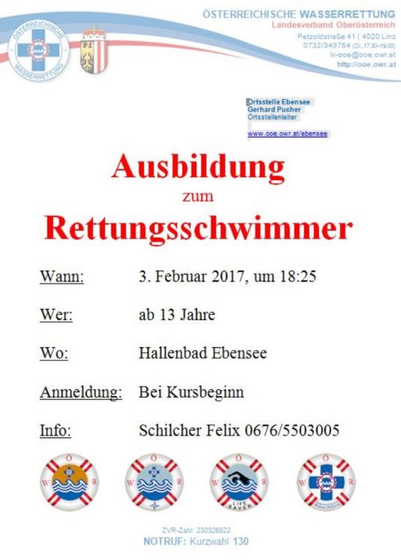 Rettungsschwimmerkur Ebensee