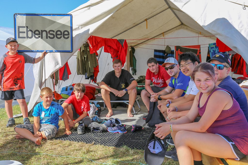 FF Ebensee am 6-Bezirke Feuerwehrjugendlager in Peuerbach