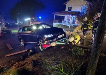 Beim Rückwärtsfahren auf Mauer aufgefahren