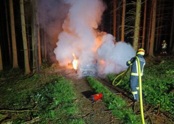 Fluchtauto nach Bankomatsprengung in Waldstück bei Aichkirchen abgefackelt