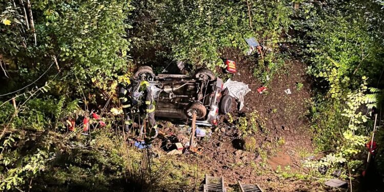 Fahrzeug stürzt in Bachbett – Lenker eingeschlossen