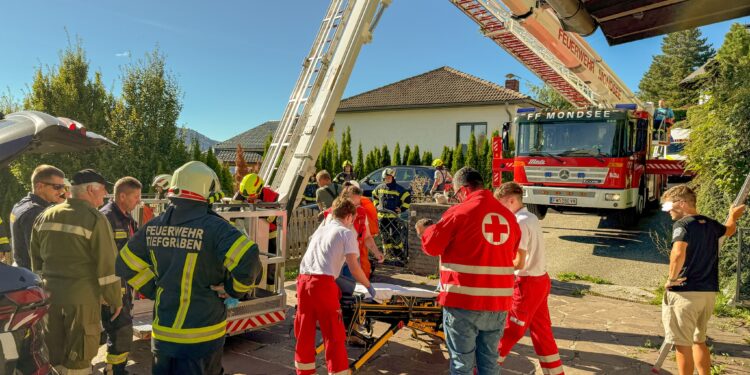 Paragleiter stürzt auf Garagendach