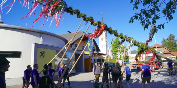 Ein HOCH DEM ERSTEN MAI – der Maibaum in Gschwandt steht!