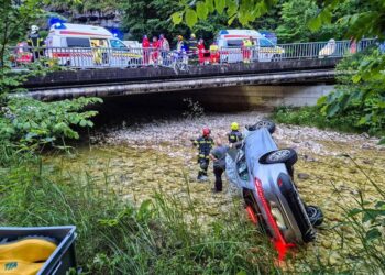 Auto durchbricht Brückengeländer und stürzt in Gosaubach – Fünf Verletzte bei schwerem Unfall