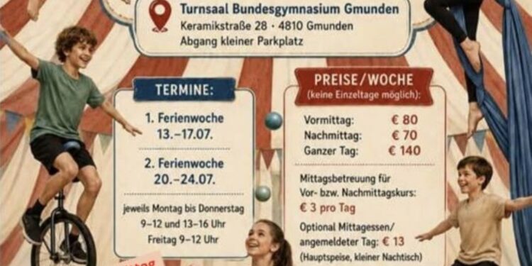 Ferienzirkus der Sektion Muhfit der Sportunion Gmunden Manege frei für Spaß und Bewegung!