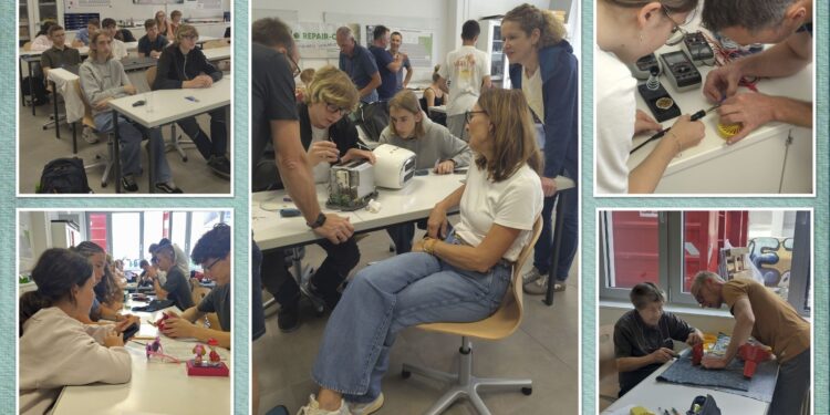 Repair Café Spezial in Vöcklabruck: Schüler helfen Schülerinnen beim Reparieren
