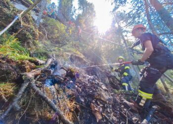 Waldbrand im Hochgebirge in Bad Goisern