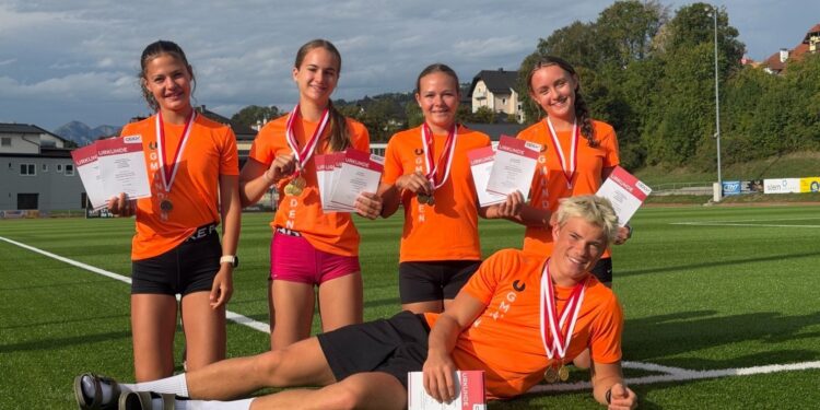 Team „Oranje“ der Sektion Leichtathletik der Sportunion Gmunden glänzt bei Landesmeisterschaften in Ried